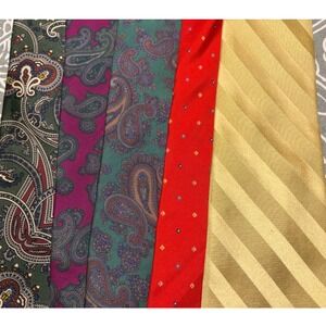 5 Silk Ties G Beene‎ Brooks Bros John Ashford Silk Ties Lot Paisley Stripe Red